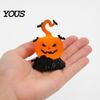 Halloween Tombstone Decoration LED Candle Light Figurine, Bat Glowing Tabletop Ornament, Warm Theme Decor Pumpkin Prop for Escape Room Haunted