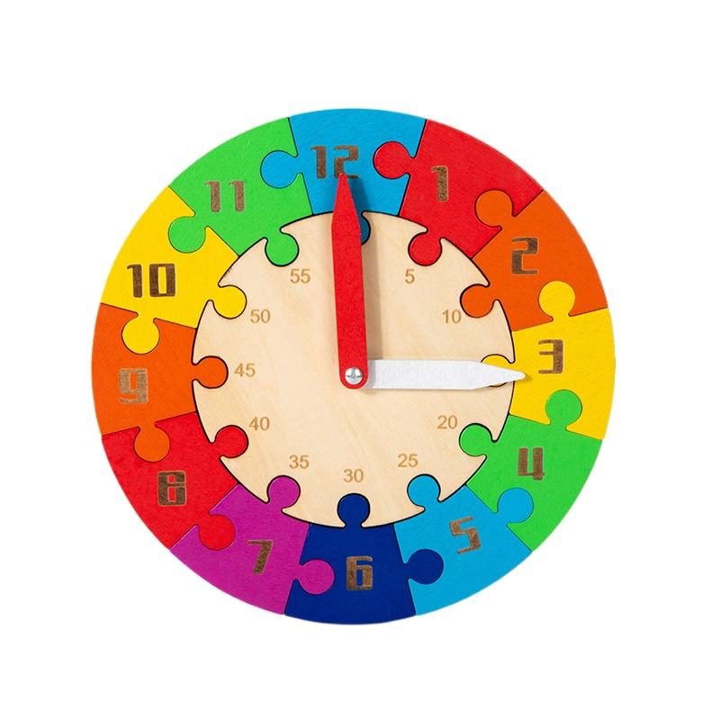 

Монтессори Детские Часы Деревянные Часы-Пазл для Изучения Времени для Детей Раннее Образование Час Минута Познание Учебные Пособия разноцветный