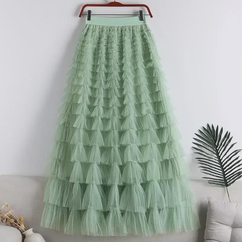 "2023 Spring/Summer Layered Mesh A-Line Skirt for Women"