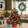 23 Inch Mini Christmas Tree with Lights, Decorated Bow, Ornaments & Star for DIY Indoor Holiday Decoration