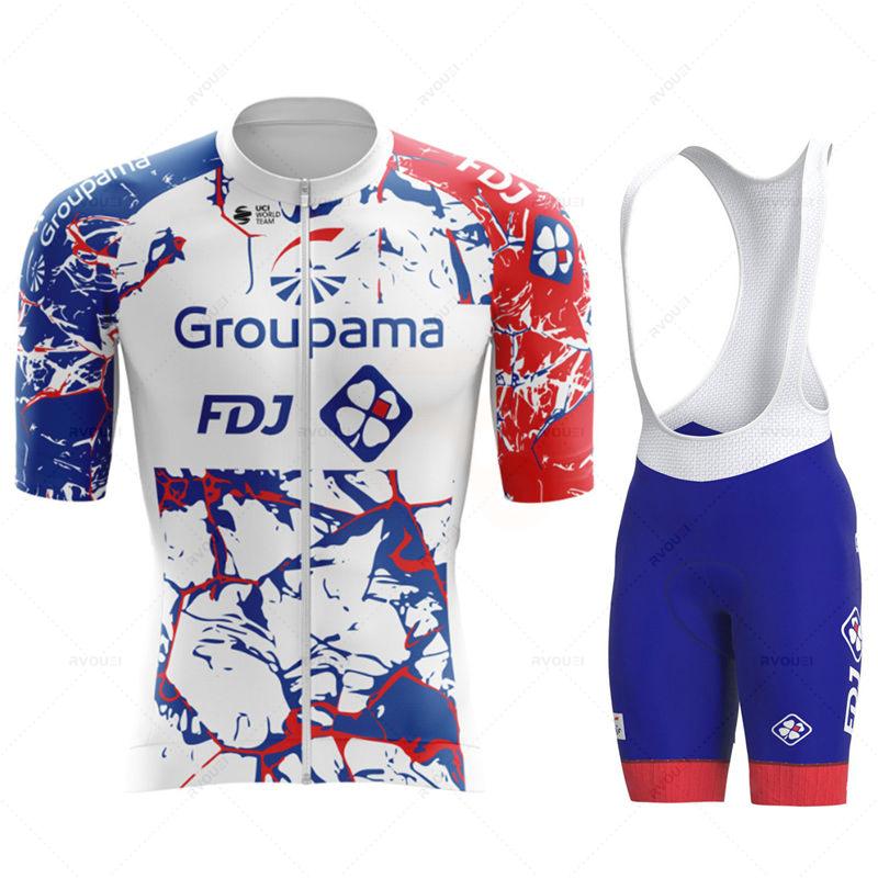 Cyklistické dresy 2026 Fdj Pánské cyklistické oblečení Letní krátký rukáv MTB Cyklistický oblek Oblečení na kolo Ropa Ciclismo Hombre
