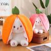 25cm Strawberry Cute Carrot Rabbit Plush Toy Stuffed Creative Into Fruit Transform Baby Cuddly Bunny Doll for Kid Birthday Gift