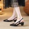 Fashion Black Square Toe Mid Heel Pumps Women Fashion Back Strap Brand Designer Shoes Elegant Cozy Commuter Office Shoe Zapatos De Mujer