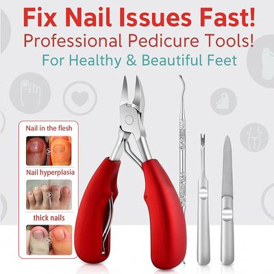Toe Nail Clippers Correction Thick Nails Ingrown Toenails Nippers Cutters Dead Skin Dirt Remover Pedicure Care Tool