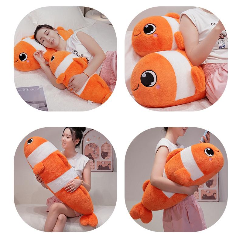 Ocean Style Cartoon Clownfish Pillow Soft Plush Cushion for Living Room Bedroom Sofa and Bay Window Decor