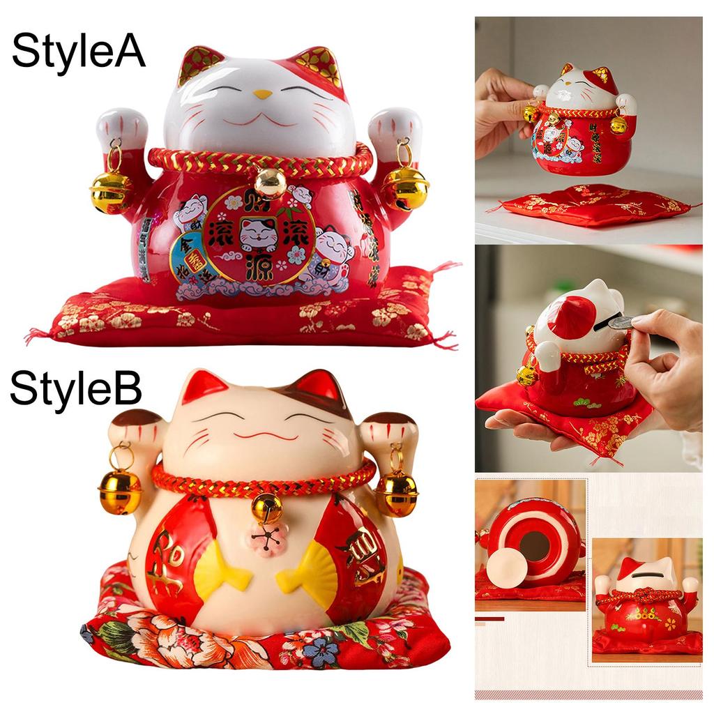 Cat Money Bank Kitten Figurine Animal Statue Saving Box for Desktop Decor