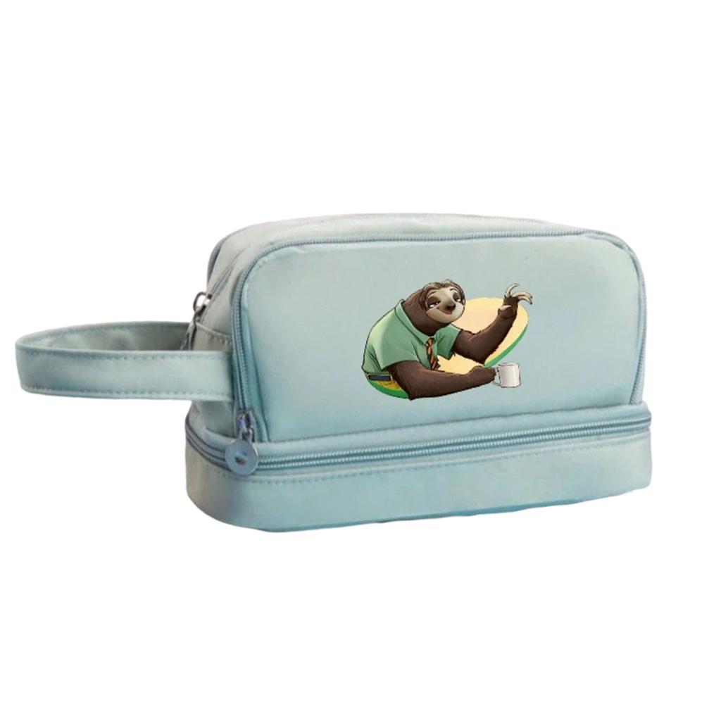 Cartoon Print Three-Layer Large Capacity Pencil Case, Student Stationery Storage Bag