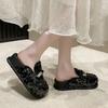 Fashion Bling Platform Mules Slippers Women Flat Sandals Casual Loafers Shoes Woman 2025 Trend Comfort Elegant Dress Summer Slides Mujer
