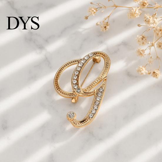 Strong Buckle Brooch English Letter with Sparkling Rhinestones, Lightweight Thin Design Lapel Anti-oxidation Pin, Electroplating Anti-Oxidation Badge