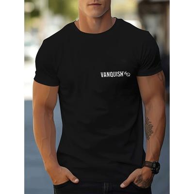 European Size Men'S Fashion Trendy Street Style T-Shirt with Classic Fit And VANQUISH Logo Print for Casual Wear