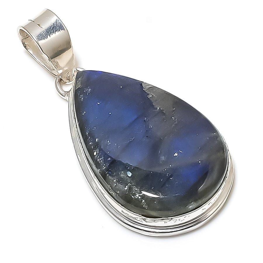 Labradorite Gemstone Handmade 925 Sterling Silver Jewelry Pendant 2.05" GK-1905