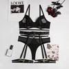 "European and American Multi-piece Bra Set: Mesh Splicing with Leg Ring, Sexy Underwear"