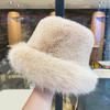 Imitation Fur Mink Fisherman Hat for Women In Autumn and Winter Large Head Circumference Plush Velvet Hat Small Face Warm Ear Protection Headgear