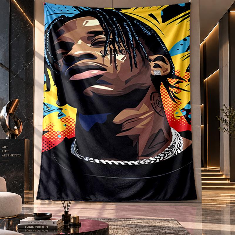Wall Hanging Tapestry,Travis Scott Printed Fabric Backdrop For Dorm Room Party Decoration