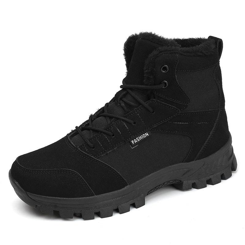Winter Warm High-top Sneakers Men's Outdoor Hiking Shoes Cold-proof Snow Boots Large-size Training Tooling Boots