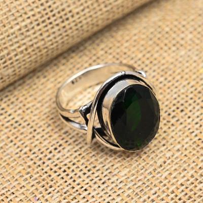 Chromdiopsid Edelstein 925 Sterling Silber handgefertigter Schmuckring für Frauen