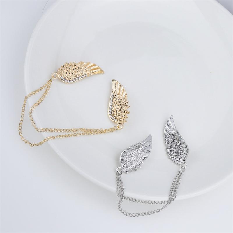 Angel Wing Brooch Metal Tassels Chain Lapel Pins Men Suit Shirt Corsage Gifts For Women Accessories Gift
