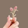Brooch Rhinestone Inlay Imitation Pearl Decor Sparkling Tulip Design Lapel Pin Non-Slip