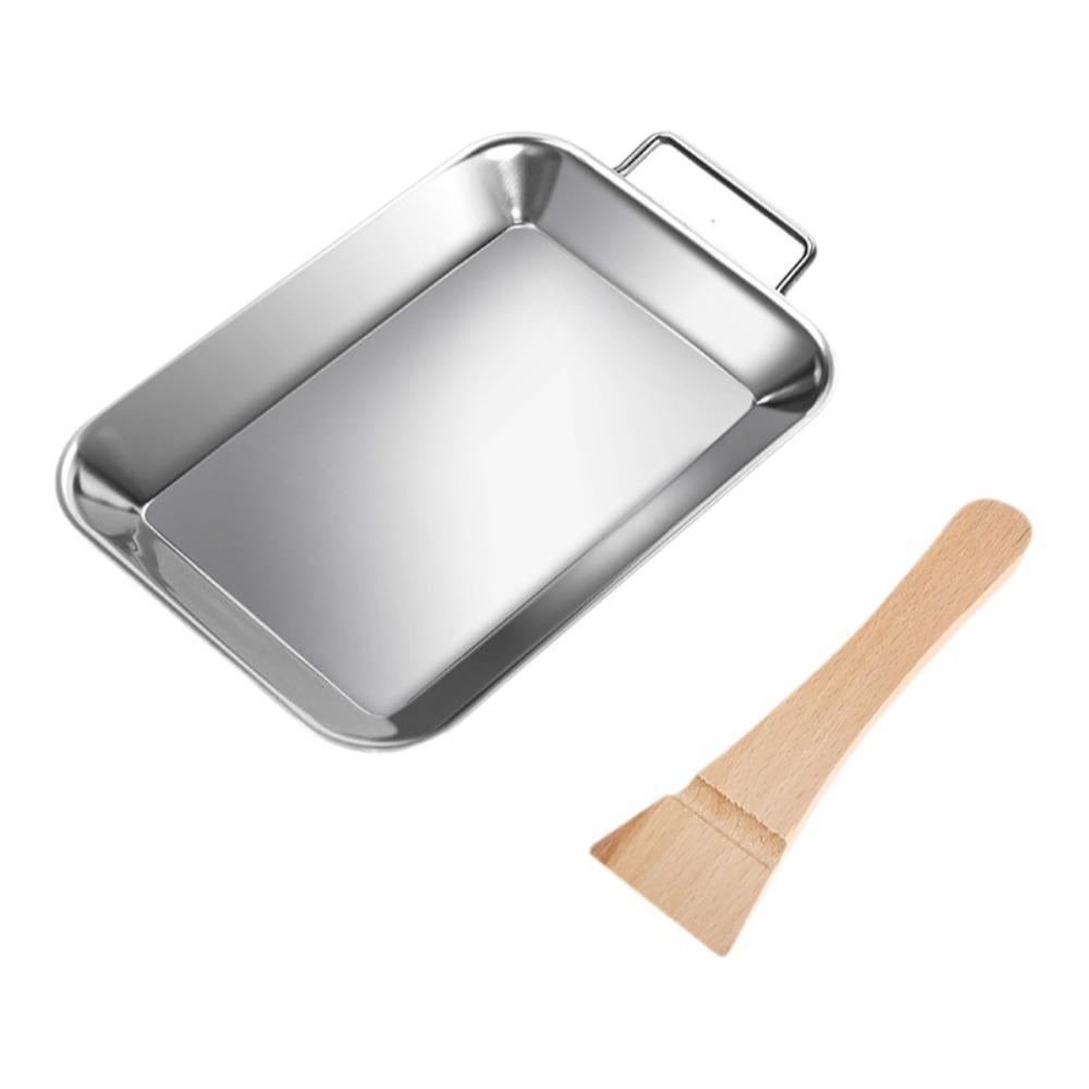 Heat-Resistant Stainless Steel Roast Meat Dish Non-Stick Oven Tray Shallow Dish  Pasta Serving 1 SET