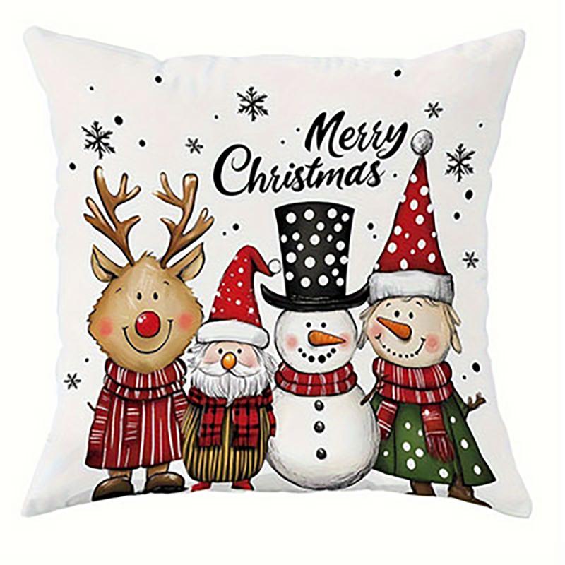 Christmas Gnome Heart Throw Pillow Covers, Festive Couple Cushion Cases for Holiday Decor