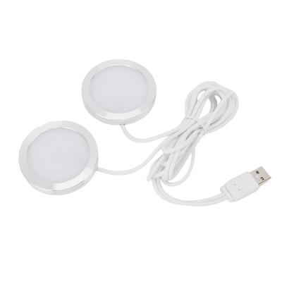 Spot LED Rond à Double Tête Intérieur Mini Ultra Fin 5V USB Lumière Sous Meuble Éclairage d'Exposition de Bijoux Lampe d'Exposition de Modèle
