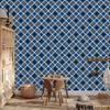 Blue Checkered Wallpaper, Blue, Navy Blue, and Gray, 50x1000