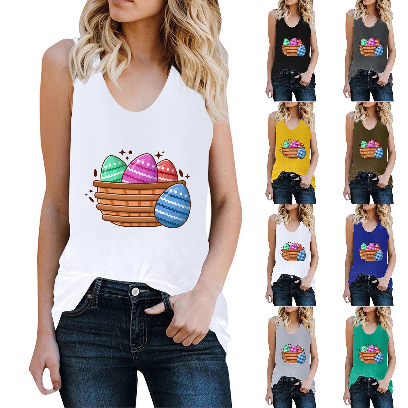 

Женская повседневная футболка без рукавов с пасхальным принтом, топ