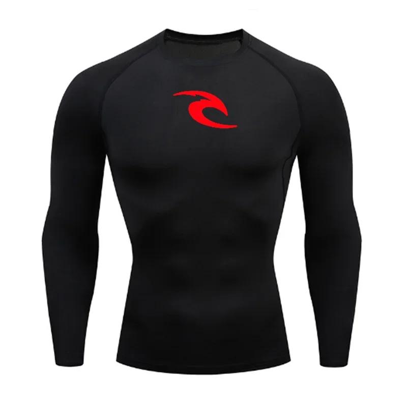 Men's Boxing Training Bottoming Long-sleeved Compression Shirt Outdoor Running Breathable Quick-drying Elastic T-shirt S-3XL