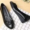 Soft Leather Soft-Soled Mother Shoes, Flat-Bottomed Wear-Resistant Waterproof Bow Work Shoes