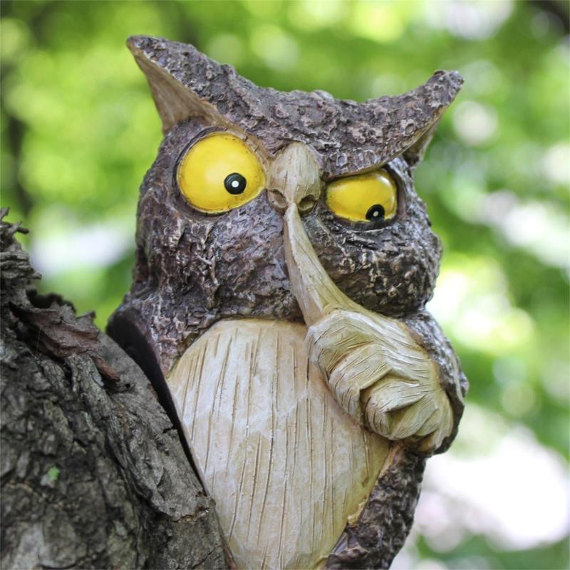 Resin Owl Tree Hanging For Garden Balconies And Courtyards Decoration Unique Resin Shoo Owl Ornament