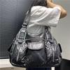 Ladies Y2K Spice Girl Multi-Pocket Locomotive Bag Large Capacity Washed Shoulder Crossbody Bag