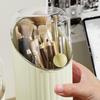 Makeup Brush Holder 3 Compartments Cosmetics Organizer With Clear Dustproof Lid Makeup Brushes Cup Pen Holder For Vanity Eyebrow