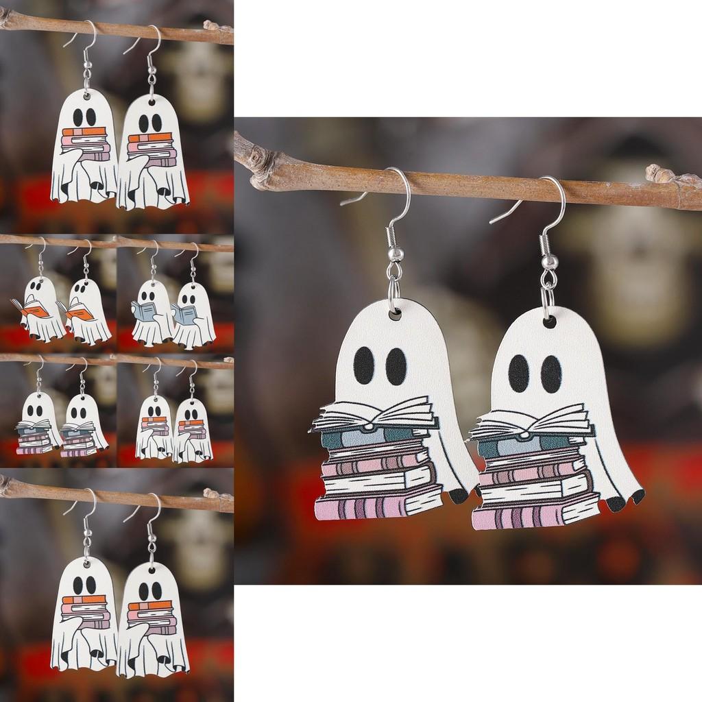 Unique Handmade Wooden Ghost Earrings Perfect For Halloween Book Lovers And Fans