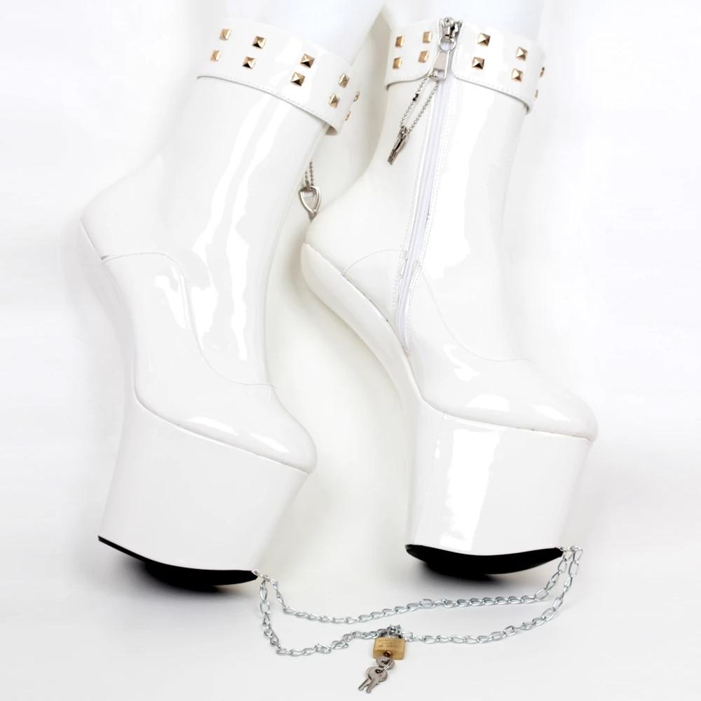 

JIALUOWEI Сексуальные ботильоны с застежкой-молнией и цепочкой на высоком каблуке 8 дюймов Ponyplay 43