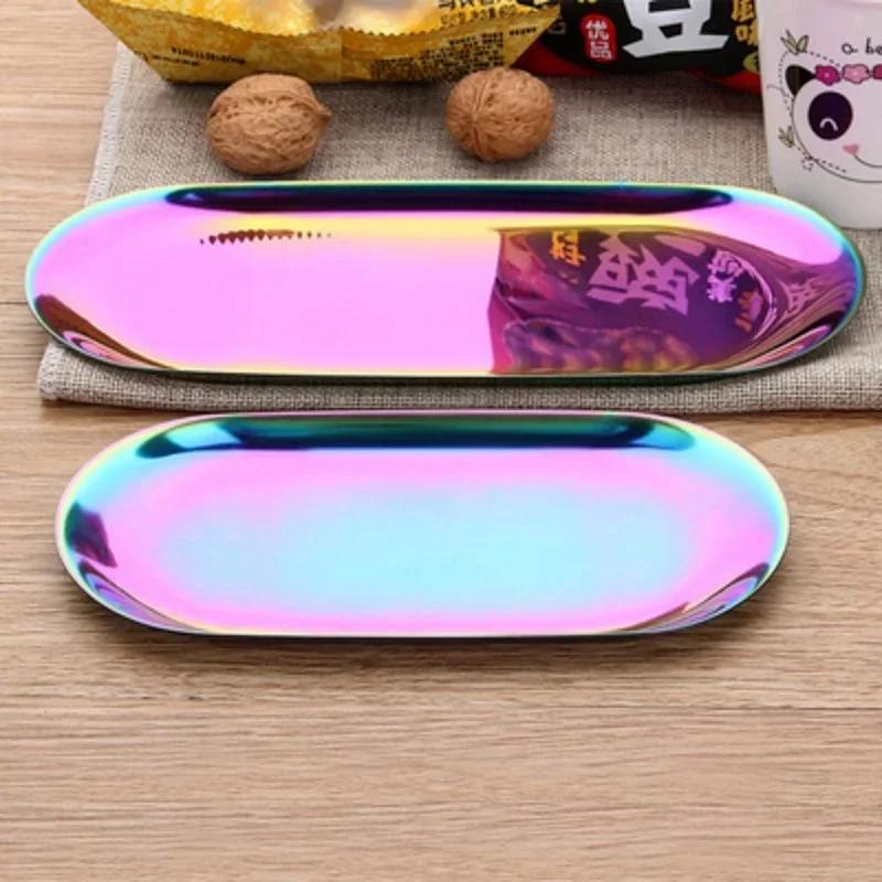 Household Table Supplies 1Pcs Metal Tray Gold Stainless Steel Storage Trays Decorative Ornaments Creative Furnishings Home Decor