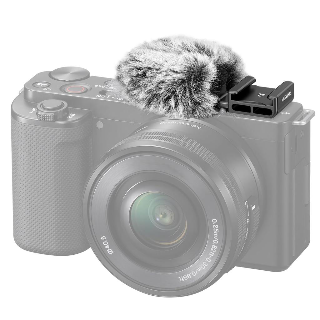 NEEWER Větrná ochrana pro fotoaparáty řady ZV s adaptérem pro montáž do studené patice chlupatá větrná clona redukce šumu mikrofon větrná ochrana mikrofonní kryt