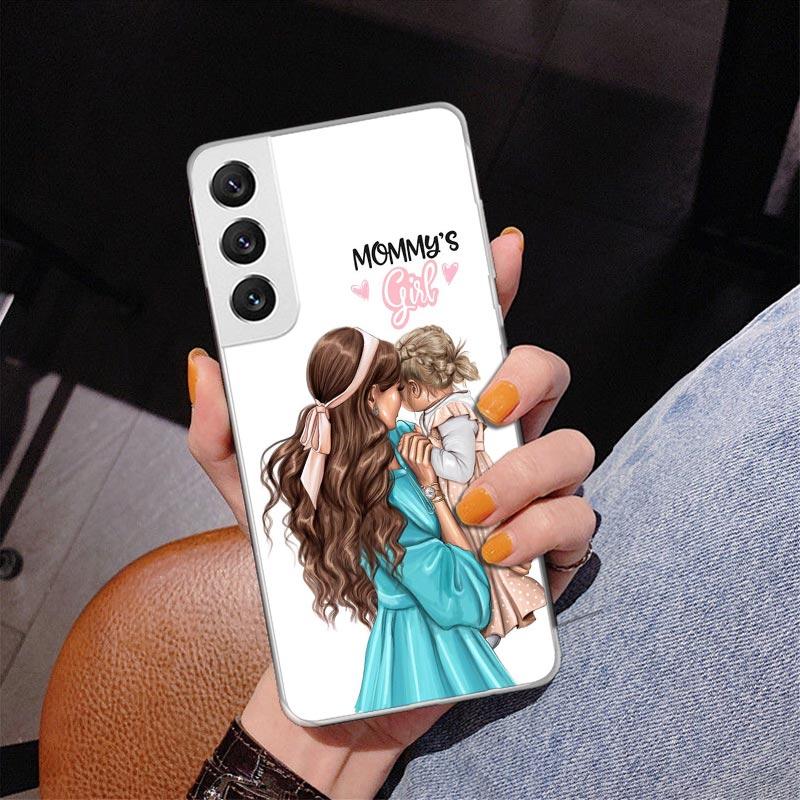 Mom Baby Girls Phone Case For Samsung Galaxy S24 S25 Edge S26 Ultra S23 S22 S21 Plus S20 FE + Personalized Print Cover Galaxy S2