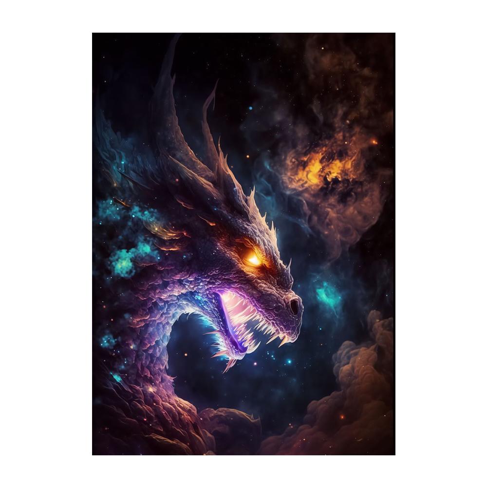 Universe Rainbow Dragon Graffiti Mythical Animals Wall Abstract Art Canvas Painting Mythology Creatures Sci-fi Posters Prints Room Home Pictures Decor