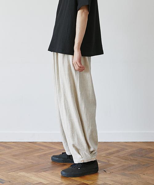 Mallen Unisex Linen Button Balloon Pants Beige