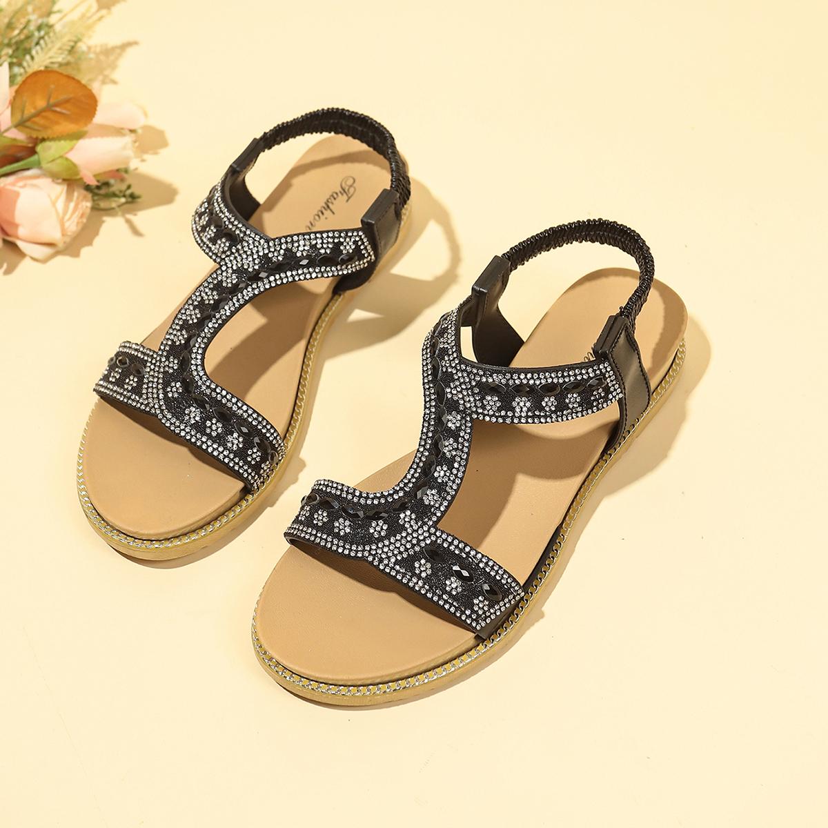 

Летняя Новая Мода Повседневные Для Поездок Удобные и Противоскользящие Клиновидный Каблук Эластичный Ремешок Женские Сандалии 41