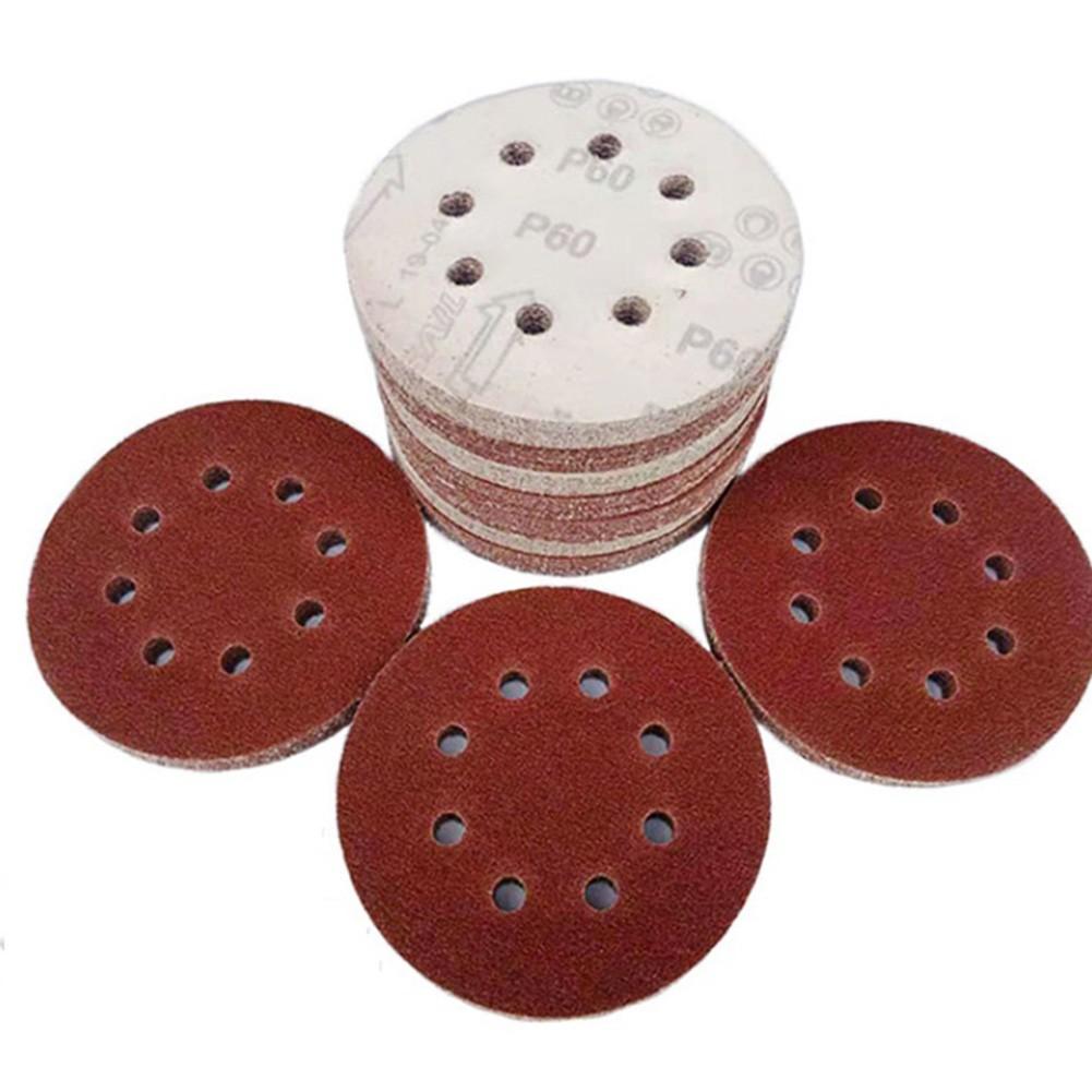 20pcs 5 Inch 125mm Round Sandpaper 8 Hole 60-2000 Grit Sanding Disc Pad Hook & Loop Grit For Drill Grinder Rotary Tools