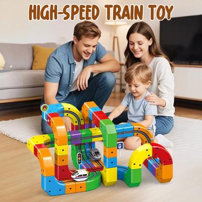 1 Set Kids Electric Track Train Toy DIY Train Building Block Rail Building Kit Toddlers Boys Girls Electric Train Track Assembly Toy
