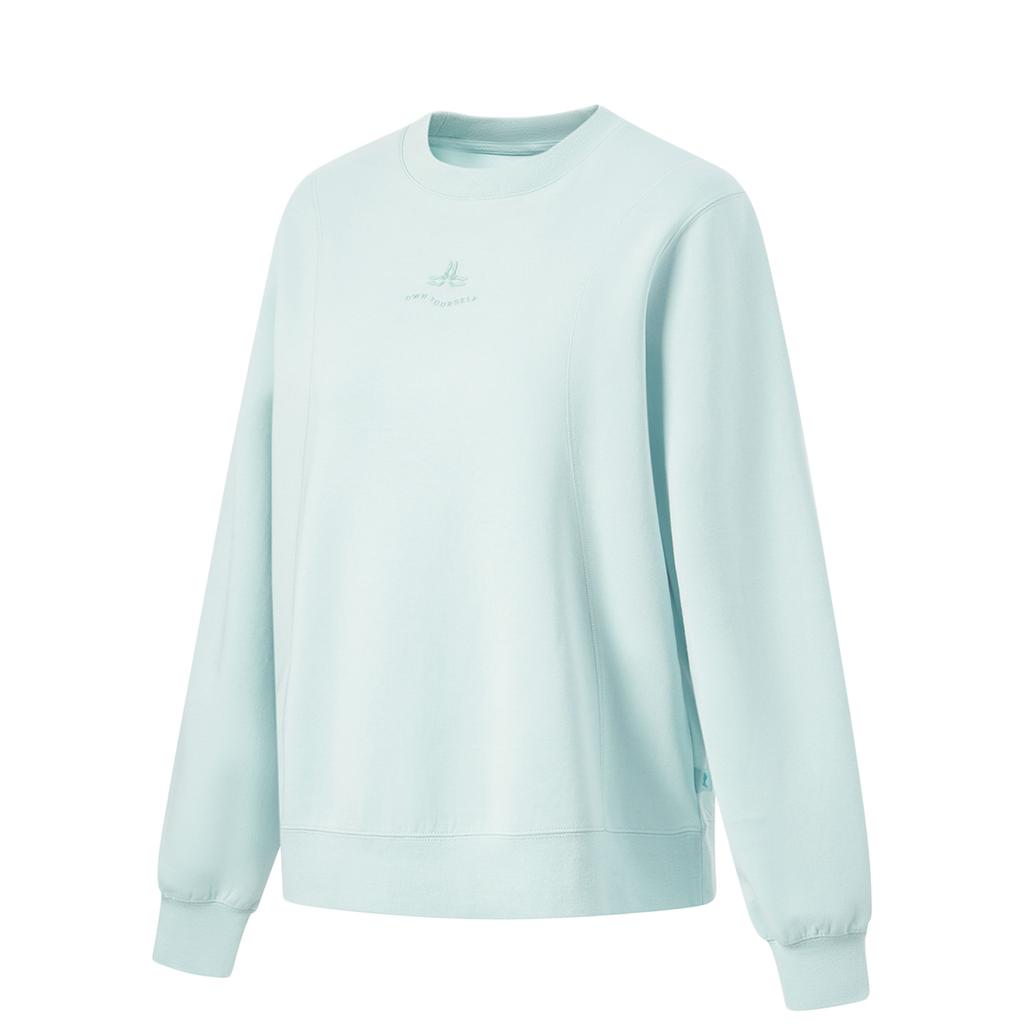 Li Ning Solid Color Round Neck Pullover Long Sleeve Sweatshirt Women Sweatshirt AWDU162-2