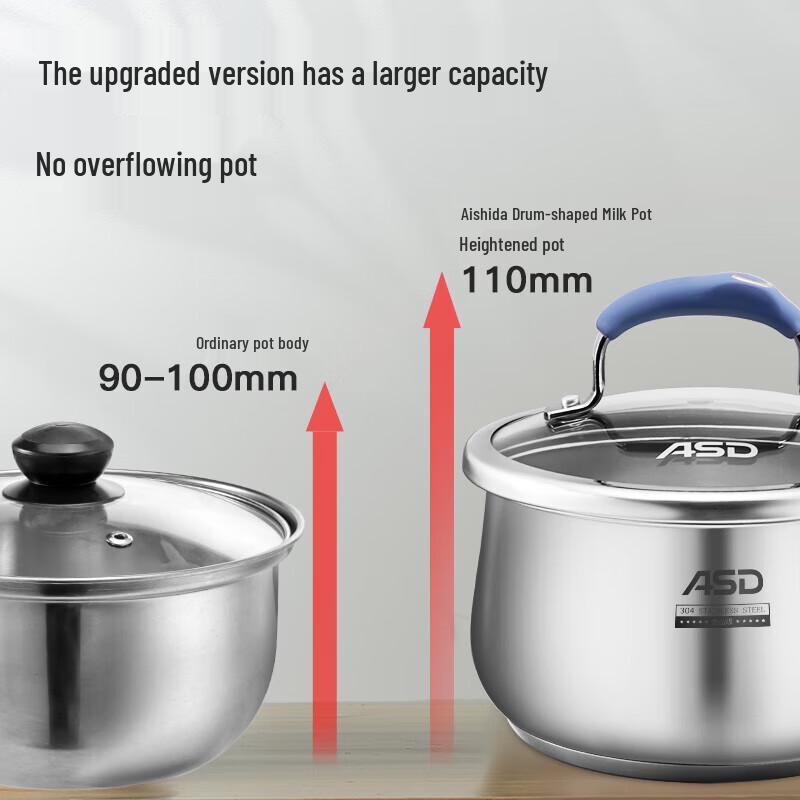 ASD 18cm 304 Stainless Steel Non-Coated Milk Pot