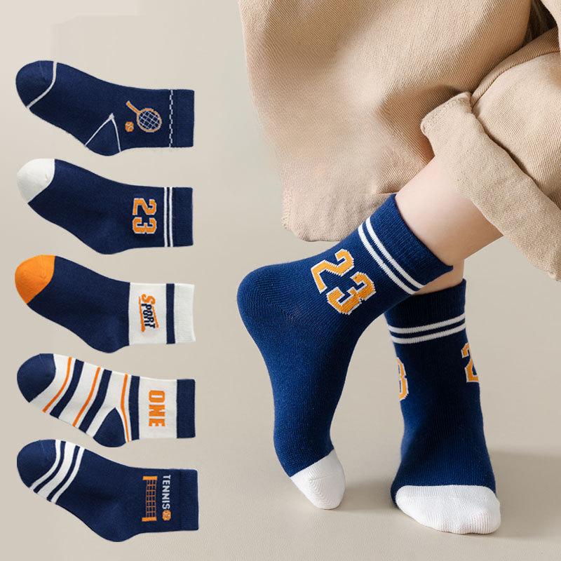 5 Pairs Kids Fashion Long Socks For Boys And Girls Cute Baby Cotton Boat Socks Spring Autumn Children Clothing Accessories