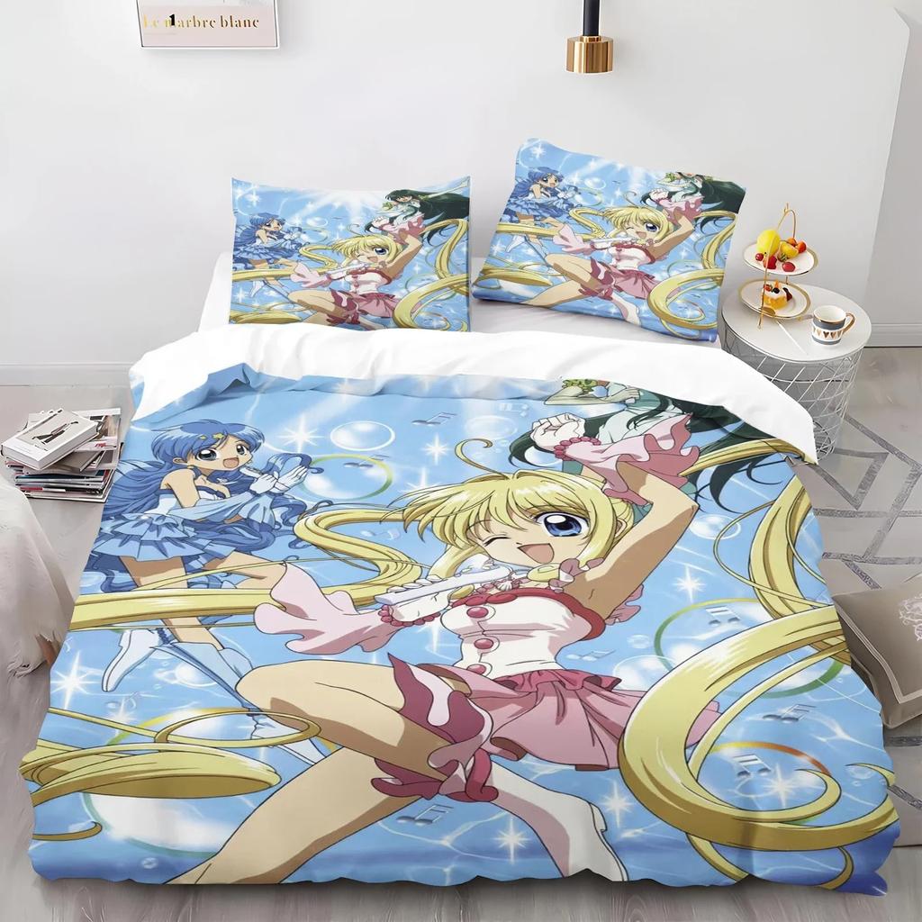 Cartoon Mermaid Melody Duvet Cover And Pillowcase Set For Adults And Boys Bedroom Decoration Single Double Large Size