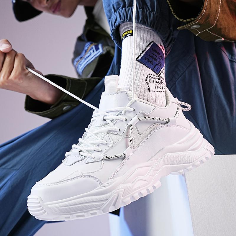 Fashion Men's Vulcanized Shoes Trendy Personalized Teenagers Casual Shoes Round Toe Lace-Up Plus Size Platform Shoes Men Shose For Sale