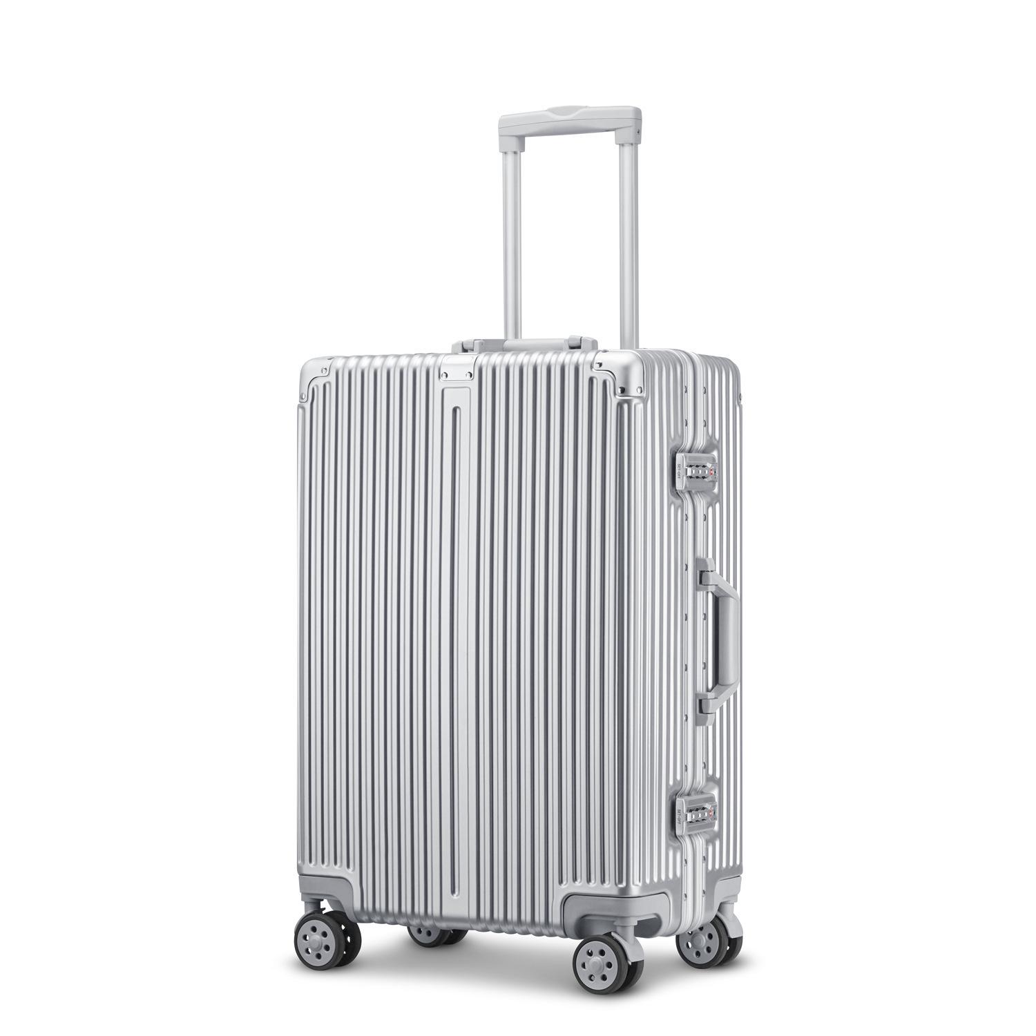 20-Inch Multifunctional Aluminum Carry-On Luggage with Retractable Handle and Customizable Password Lock 20-inch серебряный