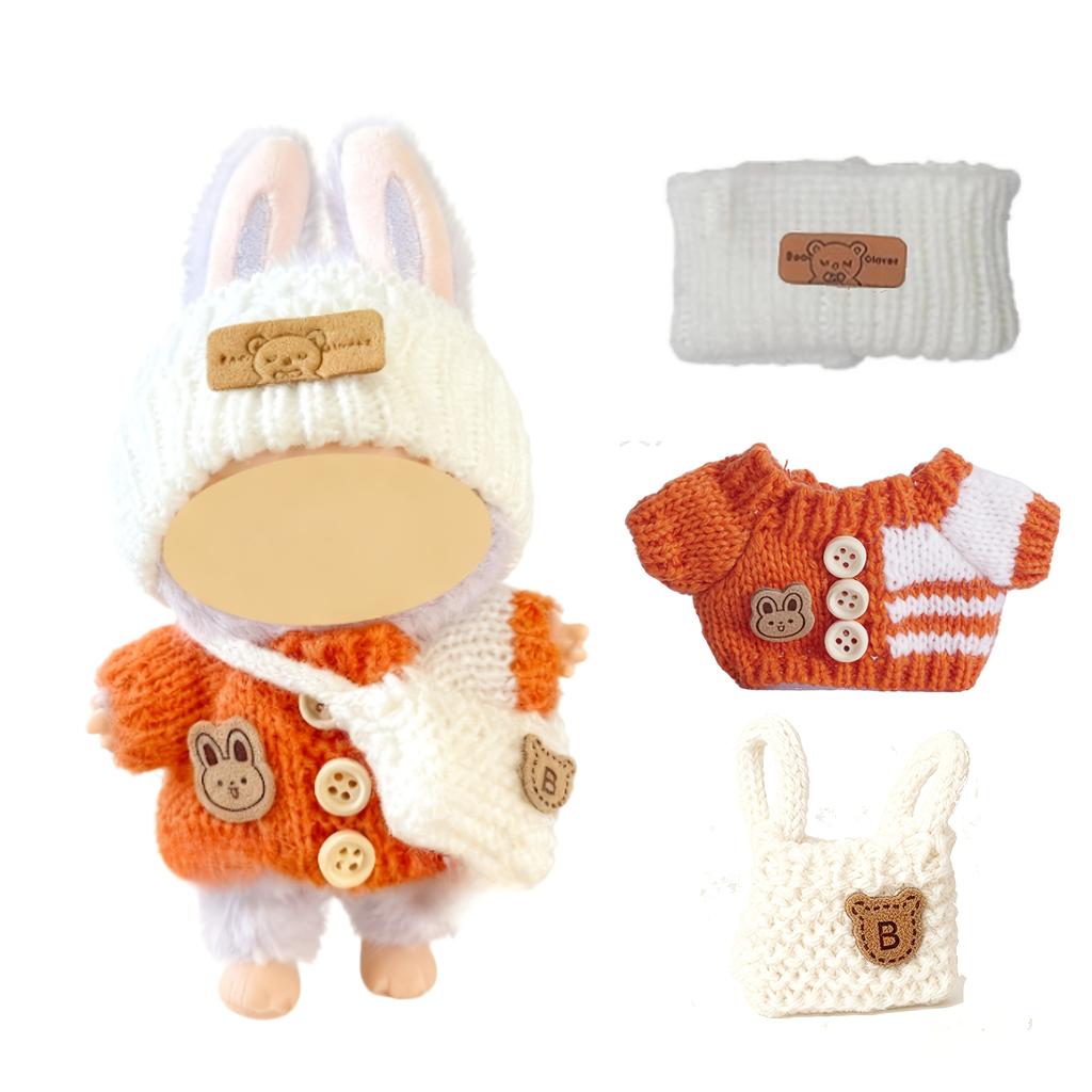 1 Set blaue Puppenkleidung inklusive Hut, Kleidung und Tasche Geeignet für 17cm/6.7inch Puppen Geeignet für Labubu Puppen Ankleiden