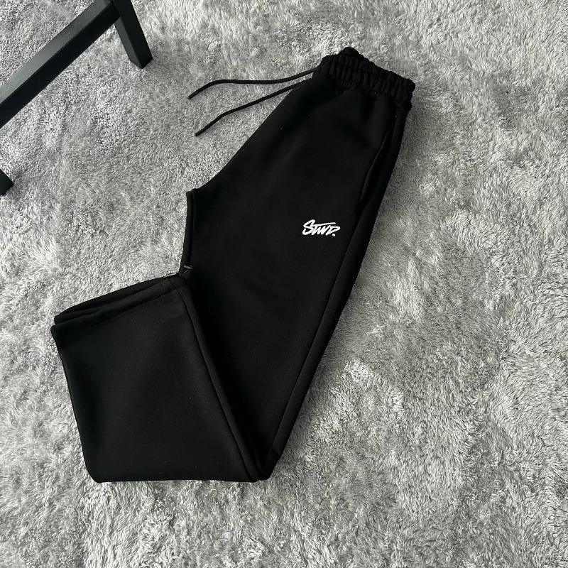 

Foreign trade Europe and the United States spring new retro loose straight men s and women s sweatpants alphabet casual high street sweatpants S чёрный